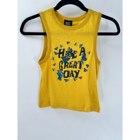 Urban Outfitters Tops - Women's Urban Outfitters BDG Have a Great Day Yellow Cropped Tank Top Size S
